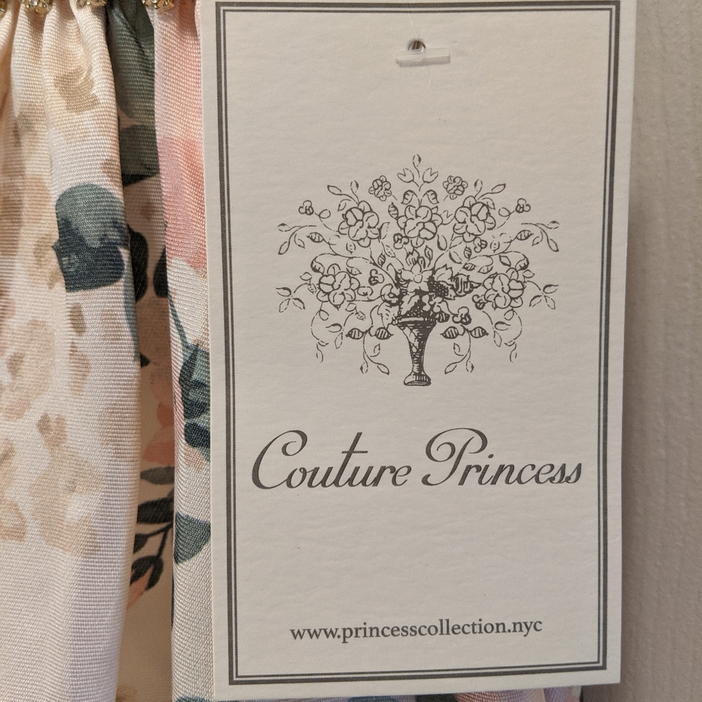 NWT. COUTURE PRINCESS Girls Dress, Size 7 Light Cream/Soft Blush, Baby Blue - Picture 4 of 9